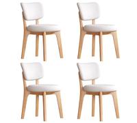 Baodiale Solid Wood Dining Chair Set of 4 Mid Century Modern Upholstered PU Leather Dining Chairs with Curved Backrest for Dining Room, Kitchen, Study Room(White1)