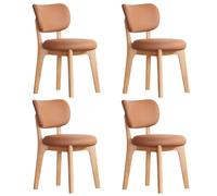 Baodiale Solid Wood Dining Chair Set of 4 Mid Century Modern Upholstered PU Leather Dining Chairs with Curved Backrest for Dining Room, Kitchen, Study Room(Orange1)