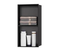 Baodiale Space-Saving LED Shower Niche, Matte Black 304 Stainless Steel Recessed Wall Niche, Flush-Mount Multi-Tier Storage for Small Bathroom, Apartment, Dorm & Studio