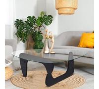 Baodiale Table Basse Triangulaire en Verre, Table de Salon Moderne avec Base en Bois, Petite Taille, Transparente
