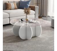 Baodiale Table Basse Triangulaire irrégulière en Verre, Base en Bois Massif, Plateau en Verre trempé Transparent, Centre pour Salon, Table d'appoint Moderne