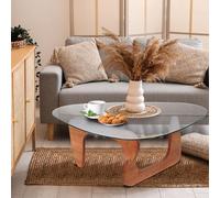 Baodiale Table Basse Triangulaire irrégulière en Verre trempé Style Milieu du siècle, idéale pour Un Salon, Une terrasse ou Un Patio Moderne.