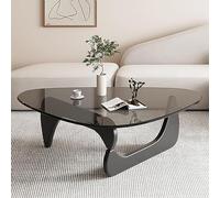 Baodiale Table Basse Triangulaire Moderne du Milieu du siècle avec Plateau en Verre et Base en Bois Massif, Design Vintage pour Salon, terrasse ou Bureau, 32,3 x 22,4 x 16 Pouces, Palette de Couleurs