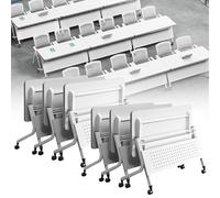 Baodiale Table de conférence Pliante, Ensemble de Tables de Salle de conférence modulaires, Tables Pliantes avec roulettes, Conception Polyvalente pour Les réunions de Bureau, la Formation