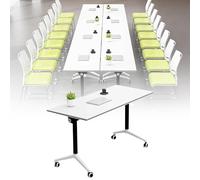 Baodiale Table de conférence Pliante, Lot de 4, Tables de conférence Pliable, Table de réunion Mobile, Tables de Formation à roulettes, Plateau Rabattable de séminaire roulante pour Bureau