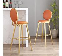 Baodiale Tabourets de Bar à Hauteur de comptoir Ensemble de 2 tabourets de Bar Orange Tabourets de Bar Chaises de Bar de comptoir de Cuisine de Petit-déjeuner Siège en Cuir PU Pieds en métal doré