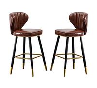Baodiale Tabourets de Bar de 26 Pouces, tabourets de Bar de 26 Pouces, tabourets de Bar en Cuir PU avec Dossier, tabourets de Cuisine pour Salon, pub et bistrot, Lot de 2, Marron