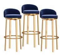 Baodiale Tabourets de Bar pivotants à 360 ° en Velours avec Dossier Bas et Repose-Pieds doré, Lot de 3, tabourets de Bar de Cuisine, Tabouret Haut rembourré pour Salle à Manger, Bar, Cuisine, îlot