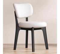 Baodiale Wooden Dining Chairs PU Leather Upholstered Kitchen Armless Chairs w/Backrest, Rubber Wood Frame, Mid-Century Accent Furniture for Dining Living Room(White3)