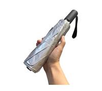 BAODINI Petit parapluie de voyage compact avec protection UV pour la pluie et le soleil UPF 50+ coupe-vent portable de 106,7 cm pour homme et femme, L-1-Argent avec Noir, Small-42 inch Arc Canopy