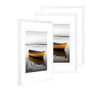 Baoee Lot de 3 cadres photo A3 blancs avec support A4 avec verre acrylique, cadre A3, cadre pour affiche, certificat, montage mural