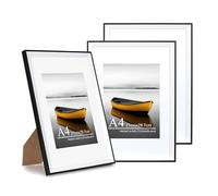Baoee Lot de 3 cadres photo A4 bicolores, noirs et blancs, avec passe-partout 6 x 8 cm, avec verre acrylique, cadre A4, cadre pour poster, certificat, montage mural