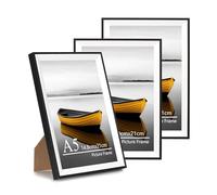 Baoee Lot de 3 cadres photo A5, bicolore noir et blanc, avec verre acrylique, cadre A5, cadre pour affiche, cadre pour certificat, à fixer au mur