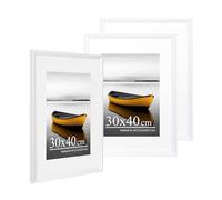 Baoee Lot de 3 cadres photo, blancs, 30 x 40 cm, avec passe-partout de 21 x 29,7 cm, en verre acrylique, pour poster, certificat, montage mural