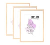 Baoee Lot de 3 cadres photo en chêne 30 × 40 cm avec support, cadre photo avec verre acrylique, 30 × 40 cm, cadre pour affiche, certificat, autoportant et à fixer au mur