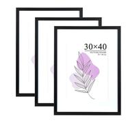 Baoee Lot de 3 cadres photo noirs 30 × 40 cm avec passe-partout avec verre acrylique, cadre pour affiche, certificat, cadre autoportant et montage mural