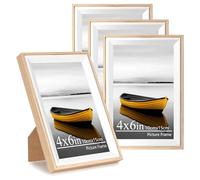 Baoee Lot de 4 cadres photo en chêne blanc de 10 x 15 cm avec verre acrylique, cadre pour affiche, certificat