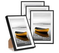 Baoee Lot de 4 cadres photo noirs et blancs de 10 x 15 cm avec verre acrylique, cadre pour affiche, certificat