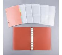BAOFALI Classeur A5 à 6 anneaux de rangement pour matrices et timbres, protège-pages, 1 couverture avec 25 pochettes pour collection, scrapbooking, scrapbooking (orange)