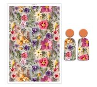 BAOFALI Lot de 12 feuilles de papier de transfert à thème fleurs rétro pour argile polymère, 15 x 9 cm, papier de transfert en argile polymère pour la fabrication de bijoux et de boucles d'oreilles