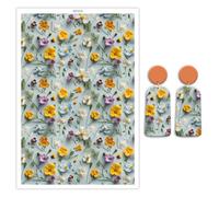 BAOFALI Lot de 12 feuilles de papier de transfert à thème fleurs rétro pour argile polymère, 15 x 9 cm, papier de transfert en argile polymère pour la fabrication de bijoux et de boucles d'oreilles