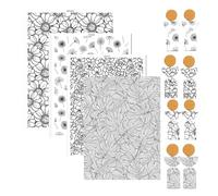 BAOFALI Lot de 12 feuilles de papier de transfert pour argile polymère, motif fleurs rétro noires et blanches, 4 arrière-plans différents, papier de transfert en argile polymère pour la fabrication de