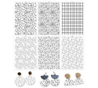BAOFALI Lot de 12 feuilles de papier de transfert rétro pour loisirs créatifs, 6 types de feuilles de transfert en argile polymère noir et blanc pour fabrication de bijoux et boucles d'oreilles 14 x 9