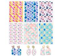 BAOFALI Lot de 12 feuilles de papier de transfert sur le thème des figures géométriques pour argile polymère, 6 motifs, 15 x 9 cm, papier de transfert en argile polymère pour la fabrication de bijoux