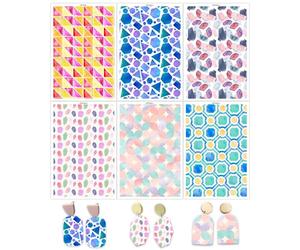 BAOFALI Lot de 12 feuilles de papier de transfert sur le thème des figures géométriques pour argile polymère, 6 motifs, 15 x 9 cm, papier de transfert en argile polymère pour la fabrication de bijoux