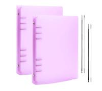 BAOFALI Lot de 2 couvertures de classeur A5 à 6 anneaux en PVC souple transparent pour carnet rechargeable avec surface mate pour le stockage des tampons et des matrices (violet)