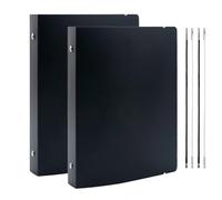 BAOFALI Lot de 2 couvertures de classeur A5 à 6 anneaux en PVC souple transparent pour carnet rechargeable avec surface mate pour le stockage des tampons et des matrices (noir)