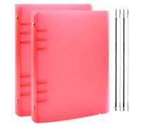 BAOFALI Lot de 2 couvertures de classeur A5 à 6 anneaux en PVC souple transparent pour carnet rechargeable avec surface mate pour le stockage des tampons et des matrices (rouge)