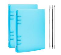 BAOFALI Lot de 2 couvertures de classeur A5 à 6 anneaux en PVC souple transparent pour carnet rechargeable avec surface mate pour le stockage des tampons et des matrices (bleu)