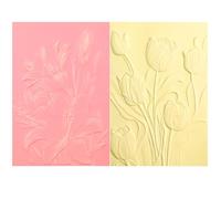 BAOFALI Lot de 2 dossiers de gaufrage 3D pour la fabrication de cartes, textures de tulipes, arrière-plan, gaufrage, gabarit pour bricolage, scrapbooking et autres fournitures artistiques en papier