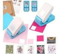 BAOFALI Lot de 2 timbres postaux rectangulaires de 2,5 cm avec poinçon carré de 2,5 cm - Perforatrice rectangulaire festonnée à levier pour loisirs créatifs sur papier, scrapbooking, loisirs créatifs