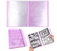 BAOFALI Lot de 20 pages avec 80 pochettes, grand album de rangement transparent pour photos, autocollants et matrices de découpe, 44,5 x 27,9 x 3,5 cm (violet)