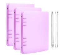 BAOFALI Lot de 3 couvertures de classeur A5 à 6 anneaux en PVC souple transparent pour carnet rechargeable avec surface mate pour le stockage des tampons et des matrices (violet)