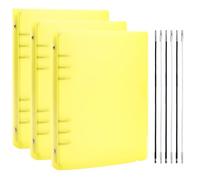 BAOFALI Lot de 3 couvertures de classeur A5 à 6 anneaux en PVC souple transparent pour carnet rechargeable avec surface mate pour le stockage des tampons et des matrices (jaune)