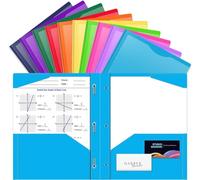 BAOFALI Lot de 30 chemises de poche A4 en plastique à 2 poches et 3 broches, 2 emplacements pour cartes, durables, indéchirables et robustes, avec griffes, pour le travail scolaire et le bureau