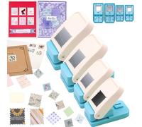 BAOFALI Lot de 4 poinçons pour timbres - 1 poinçon de 0,8 cm, 3,5 cm, 2,5 cm et 3,2 x 3,8 cm - Perforatrice pour timbres - Perforatrices pour papier - Pour travaux manuels, scrapbooking, scrapbooking