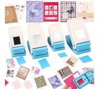 BAOFALI Lot de 4 poinçons pour timbres - 1 poinçon de 0,8 cm, 3,5 cm, 2,5 cm et 3,2 x 3,8 cm - Perforatrice pour timbres - Perforatrices pour papier - Pour travaux manuels, scrapbooking, scrapbooking