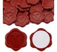BAOFALI Lot de 60 autocollants de cire pour cachet d'enveloppe, motif cœur, vintage, invitation de mariage, Saint-Valentin, anniversaire, fête prénuptiale (rouge brunâtre) 33 mm