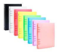 BAOFALI Lot de 8 couvertures de classeur A5 à 6 anneaux en PVC souple transparent pour carnet rechargeable avec surface mate pour le stockage des tampons et des matrices (8 couleurs)