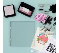 BAOFALI Plateforme de tampon précise de 16 x 16 cm avec lignes de grille pour un estampage précis ; presse d'estampage facile ; outil de positionnement parfait pour la fabrication de cartes, le