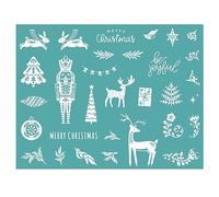 BAOFALI Pochoir sérigraphique sur le thème de Noël, réutilisable, autocollant en soie, pour décoration/impression sur bois/tissu/mur/tasse/assiette/verre/papier, décorations de Noël (21,6 x 27,9 cm)