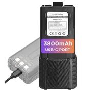 BAOFENG BL-5L Batterie étendue avec port de charge USB-C, compatible avec UV-5R UV-5RTP UV-5R 8W UV-5R+ Plus UV-5G UV-5G Pro GT-5R GT-5R Pro, pack d'origine, noir