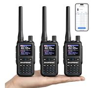 BAOFENG GT-5R Mini 5W Radio Bi-Bande, Talkie-walkie VHF/UHF, Programmation sans Fil par Application, Double PTT, Port de Chargement USB-C, 999 canaux, Récepteur aéronautique/FM, Gris (Lot de 3)