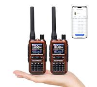 BAOFENG GT-5R Mini 5W Radio Bi-Bande, Talkie-walkie VHF/UHF, Programmation sans Fil par Application, Double PTT, Port de Chargement USB-C, 999 canaux, Récepteur aéronautique/FM, Ambre (Lot de 2)