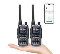 BAOFENG GT-5R Mini 5W Radio Bi-Bande, Talkie-walkie VHF/UHF, Programmation sans Fil par Application, Double PTT, Port de Chargement USB-C, 999 canaux, Récepteur aéronautique/FM, Gris (Lot de 2)