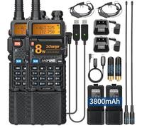 BAOFENG - Radio de jamón UV-5R de 8 W de Doble Banda de Mano UV5R de Dos vías de Largo alcance recargable Walkie Talkies Port